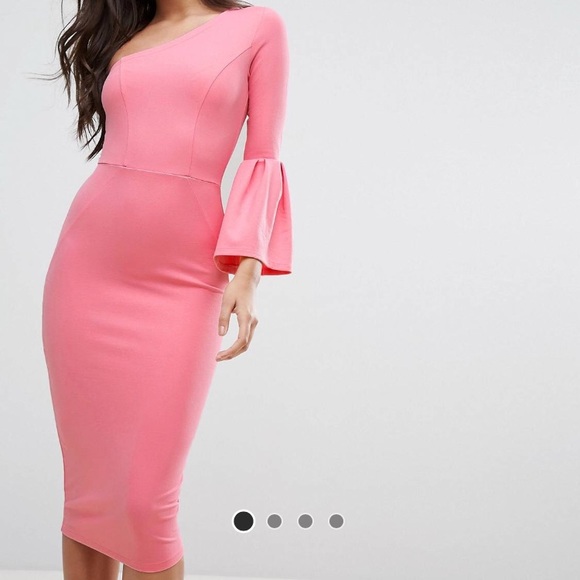 asos pink one shoulder dress